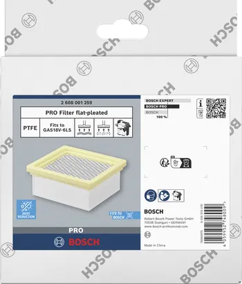 Plochý skládaný filtr Bosch PRO pro vysavač GAS18V-6LS.